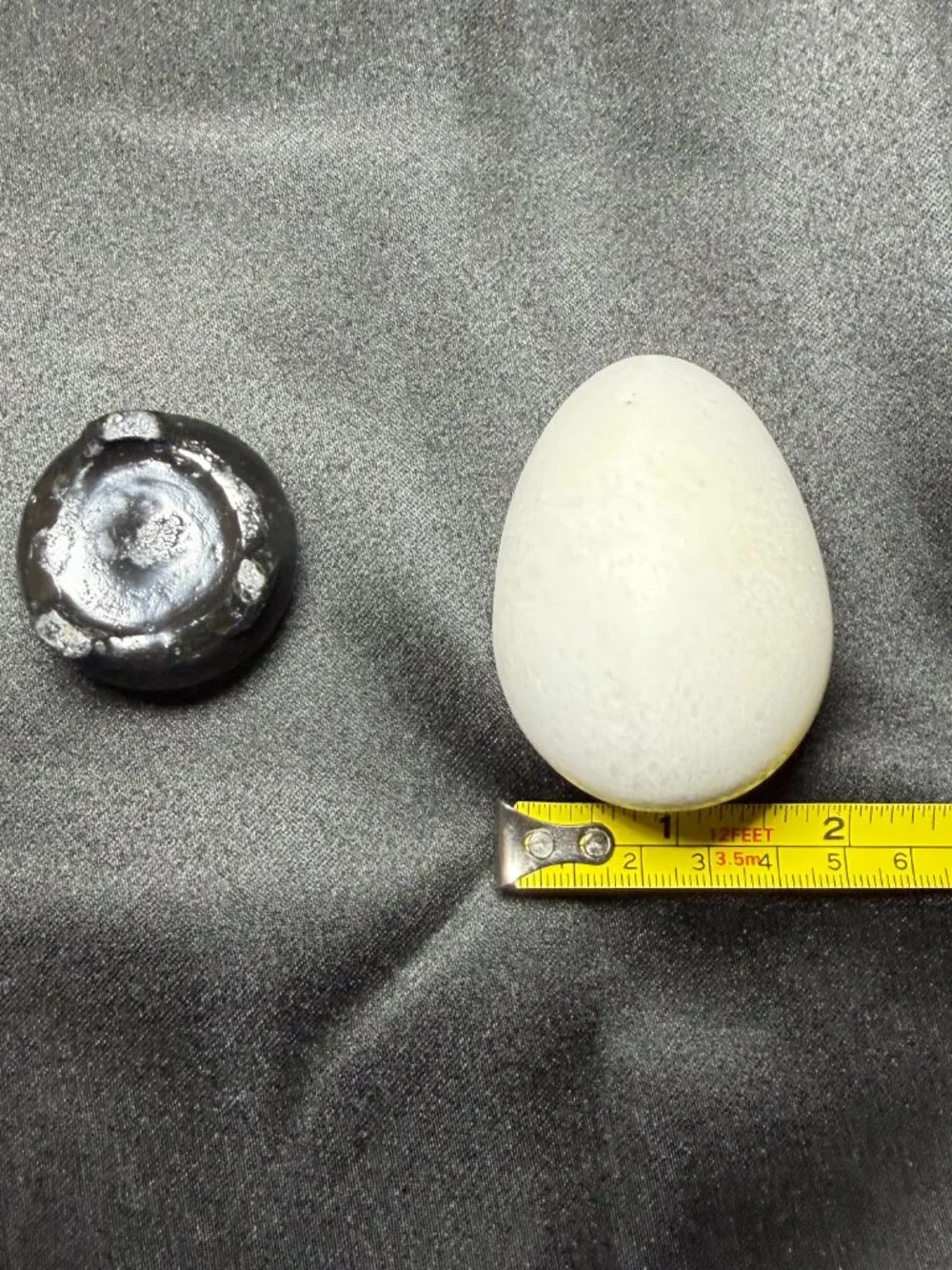 Vtg Snow Quartz Stone Egg Wooden Stand Natural Milky White Translucent 2.5